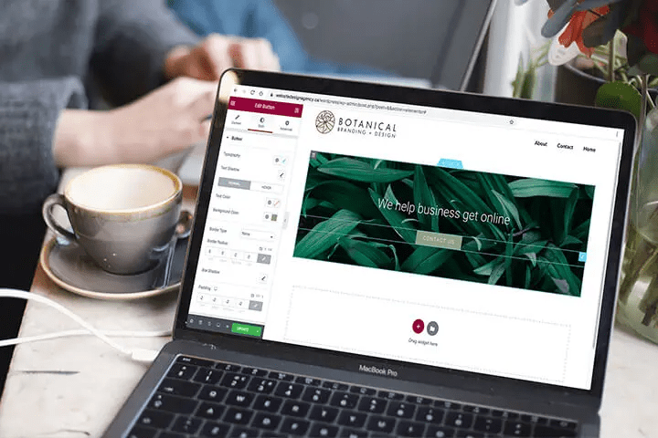 Laptop screen showing elementor builder