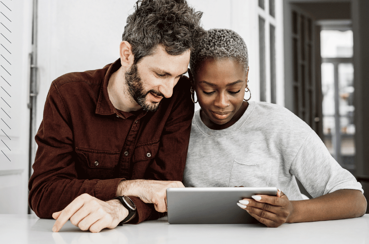 Couple looking at an ipad together