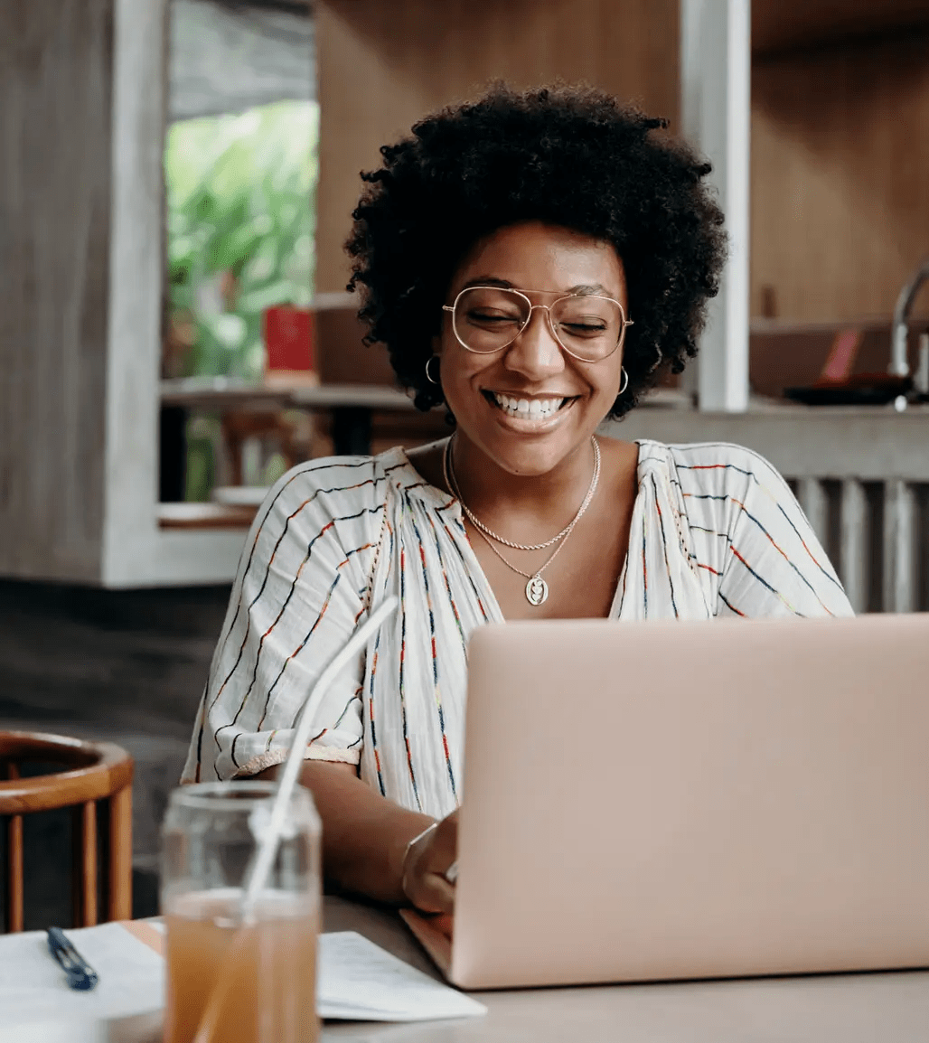 Woman working on her blazing fast website